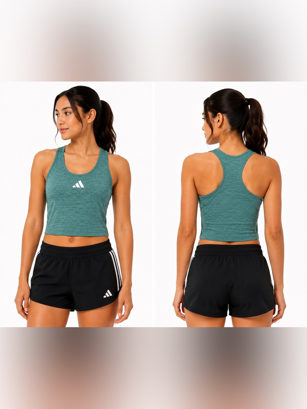 adidas Women’s Melange Training Tank Top Teal Racerback Built-In Bra Size S